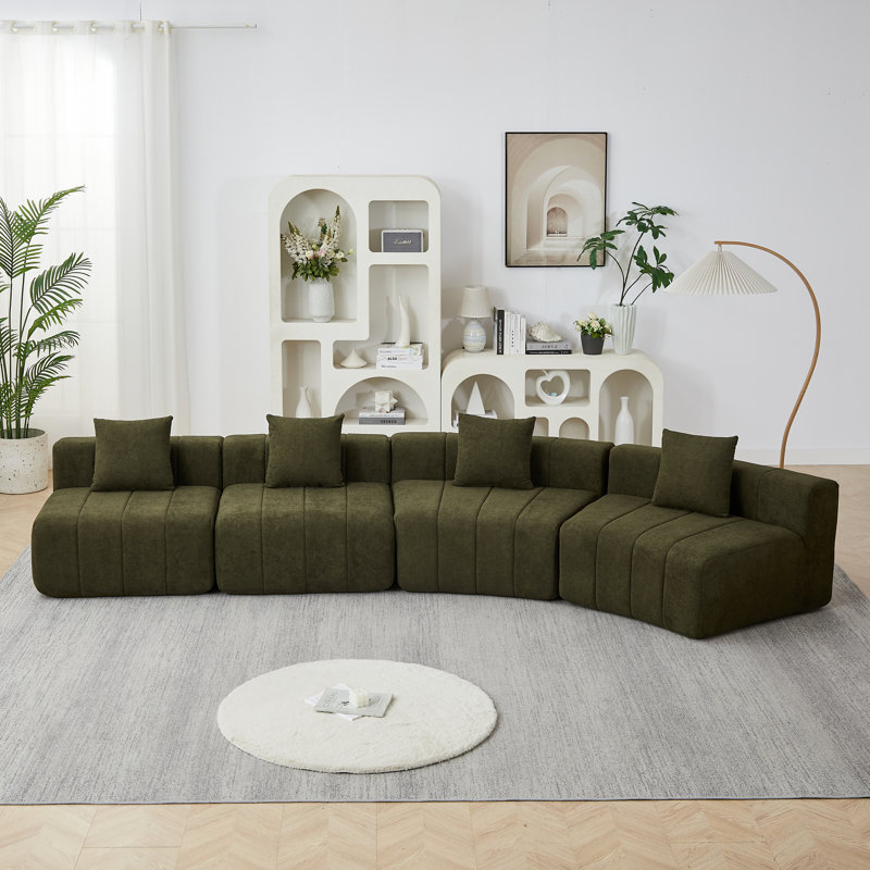 Canapé modulaire Daijha, Chenille verte