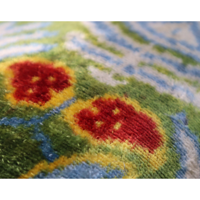 Velvet Lumbar Pillow Cover & Insert, Green/Red/Blue Paisley 1