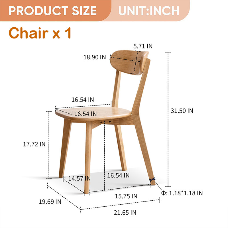 Gansevoort 17'' H Oak Solid Wood Side Chair, Brown