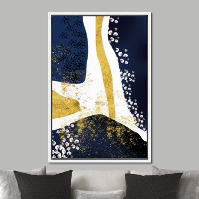 Feuille d'or sur fond blanc et bleu, reproduction sur toile