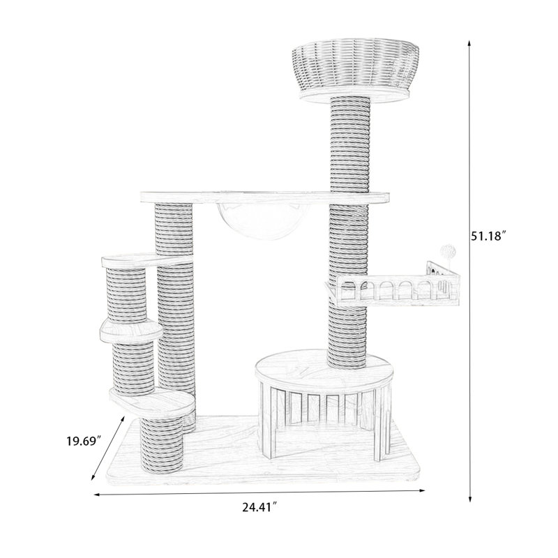 7 Tiers Cat Tree with Condons,Perch,Scratching Posts