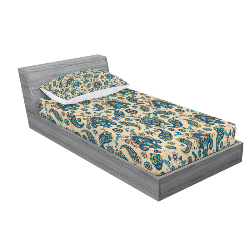 Microfiber Paisley Sheet Set, Twin XL Sheet Set with Fitted Sheet