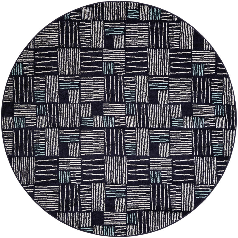 Anaka Synthetic Geometric Indoor Rug, Round 7'10"