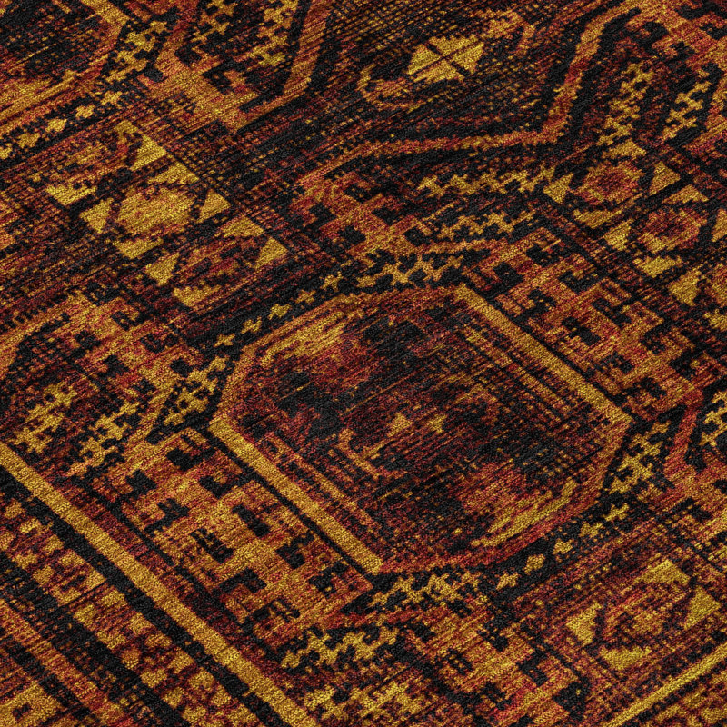 Machine Washable Indoor/Outdoor Xhevrie Paprika Rug, Rectangle 9' x 12'
