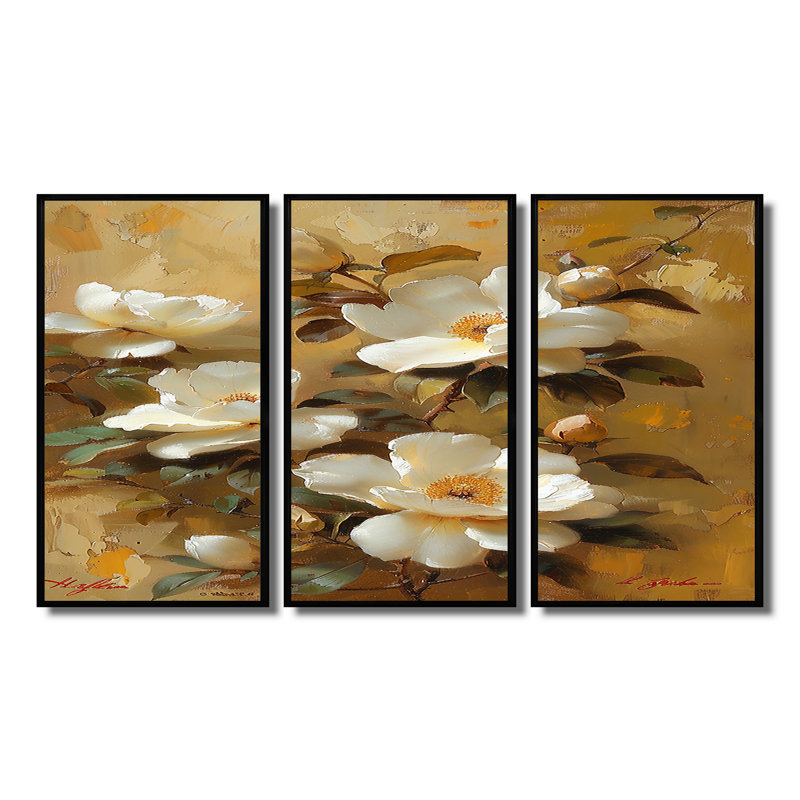 Kaminski - ensemble d'art mural pivoines, H 40 po x l 60 po, Noir, noir, noir, noir