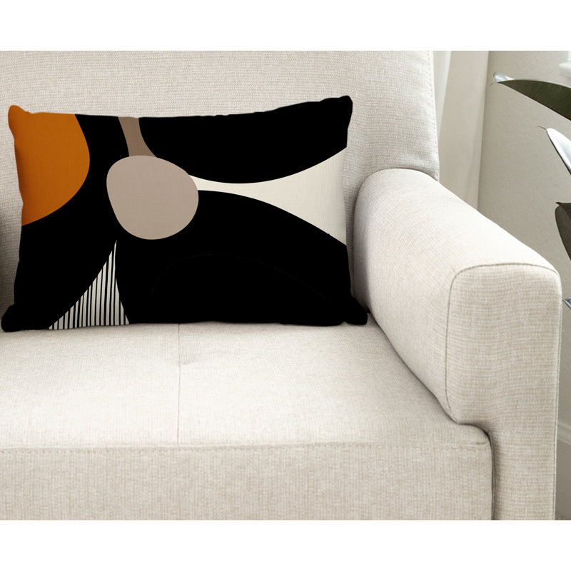 Coussin décoratif intérieur / extérieur en polyester filé Janie, Orange, H 14 po x l 20 po
