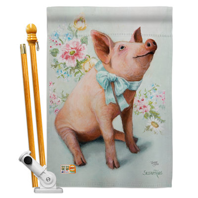 Polyester 40 x 28 po pigglet 2 côtés ensemble de drapeau