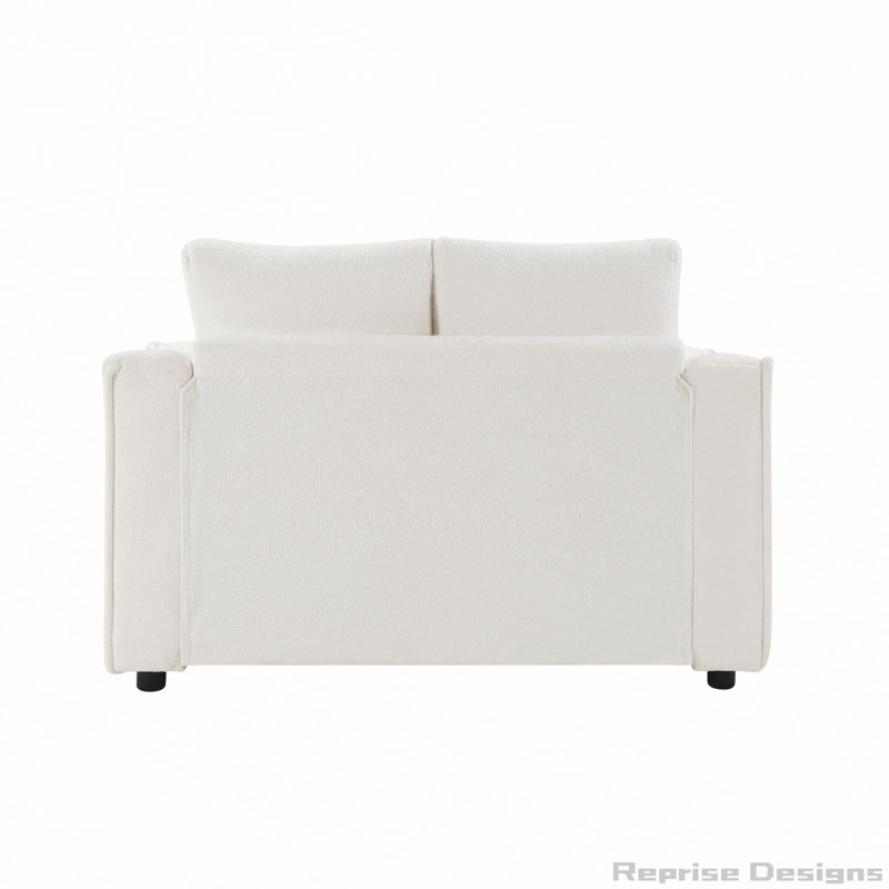 Canapé moderne avec rangement caché et assise profonde, Beige Velvet