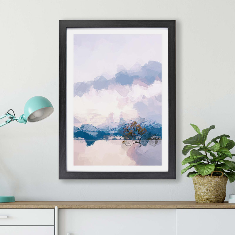Lone Tree In New Zealand - Single Picture Frame Print, 62cm H x 87cm W x 2cm D, Black
