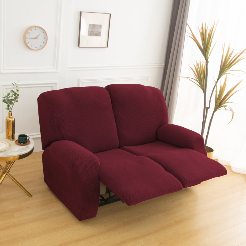Housse pour fauteuil inclinable à coussins carrés/rectangulaires, Mélange de polyester rouge