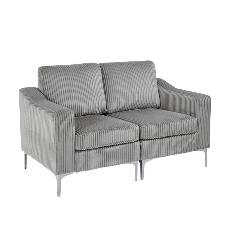 Canapé modulaire 2 places (gris), Velours côtelé gris
