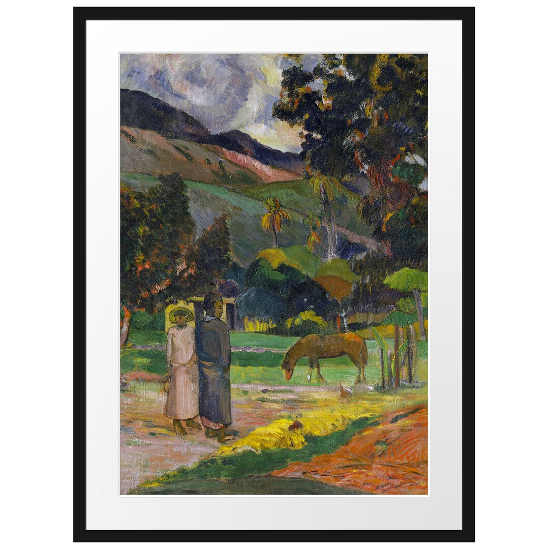 Gerahmtes Poster Tahitian Landscape von Paul Gauguin