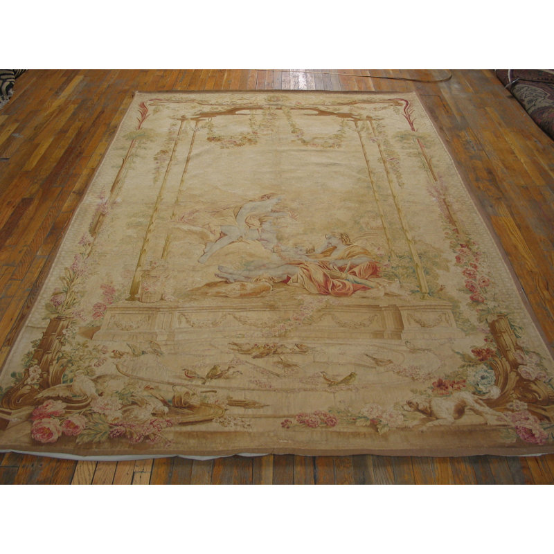 Antique Tapestry French Ivory 1750s Rug