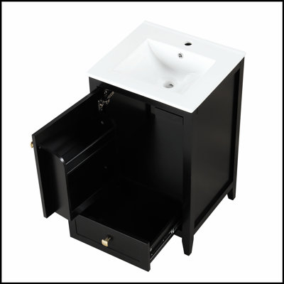 20-Inch Bathroom Vanity With Sink, Soft-Closing Door, Storage Rack, And Drawer For Modern Bathrooms