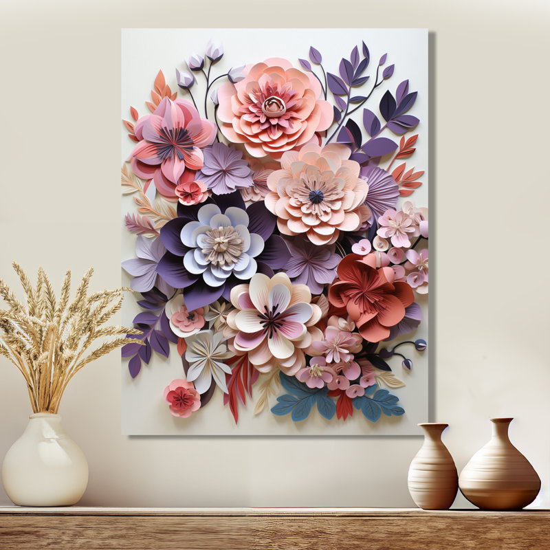 Fleurs d'hortensia mauve et rose - hortensia, art mural, Toile tendue, H 20 po x l 12 po x P 1 po