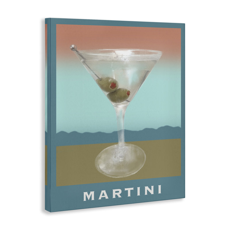 Martini sur toile à tons doux, design par Matthew Piotrowicz, H 20 po x l 16 po