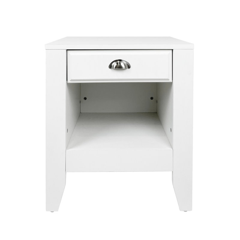 1 Drawer Nightstand, White, Individual