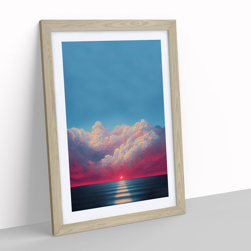 Tremendous Ocean Sunset 1 Piece Single Picture Frame Wall Art, 64cm H x 46cm W x 2cm D, Oak Framed