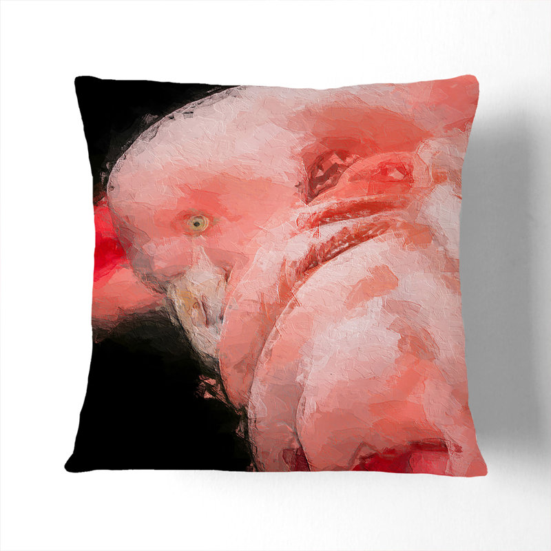 Pink Flamingo Abstract Cushion with Filling, 40cm H x 40cm W x 15cm D
