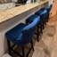 Tabourets de bar en velours de cuisine en bois massif (ensemble de 6)-103146271