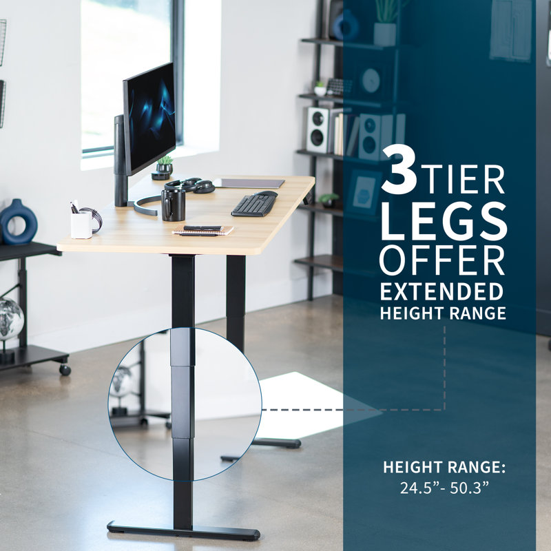 Electric 71" x 30" Stand Up Desk Workstation, 2B7B Series, Light Wood/Black