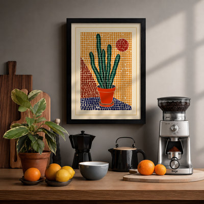 Geometric Cactus Mid-Century - Framed Print