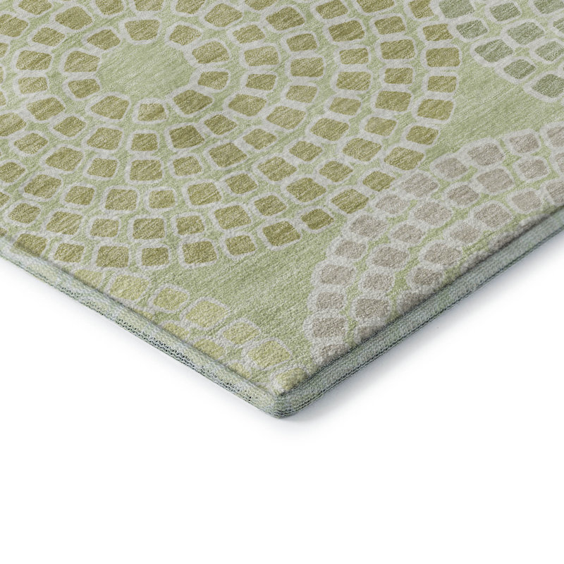 Premium Machine Washable Prisco Mint Rug, Rectangle 10' x 14'