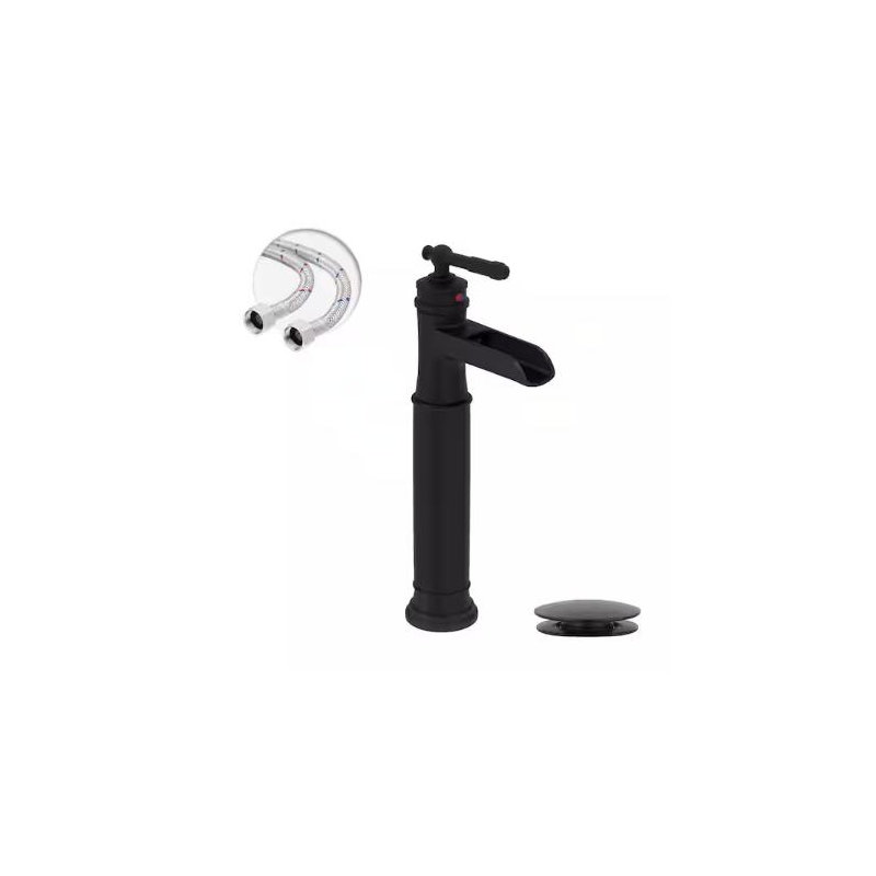 Apex Vessel Single Hole,Single Handle Bathroom Sink Faucet with Drain Assembly, Matte Black