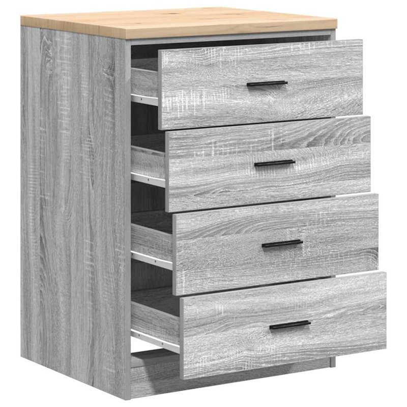 Solid Wood Single Storage Cabinet ( 85cm H x 60cm W x 51cm D), Grey Sonoma