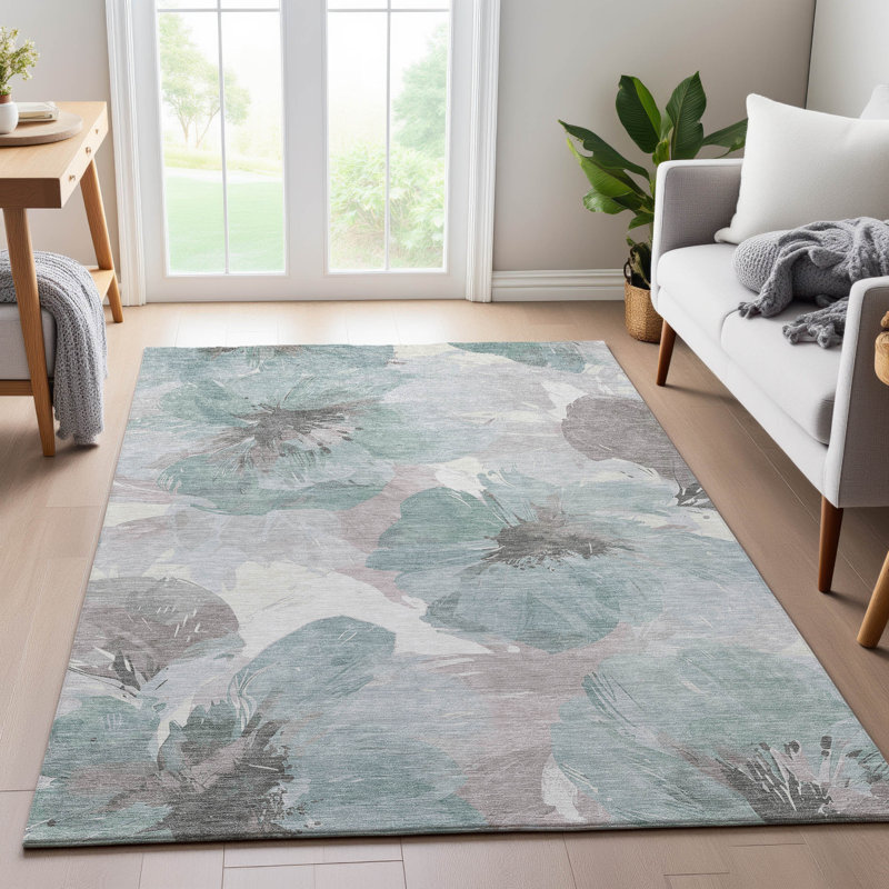 Premium Machine Washable Harjo AMF1554 Floral Rug, Rectangle 2'6" x 3'10"
