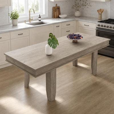 63"–86.6" Extendable Farmhouse Table for 6-10 – Sturdy Wooden Rectangular Frame – for Dining Room & Kitchen