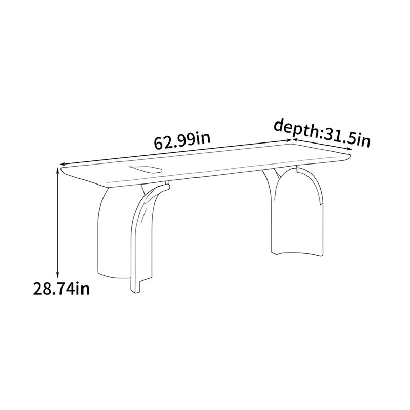 Bureau simple et moderne, H 28,74 po x l 62,99 po x P 31,5 po