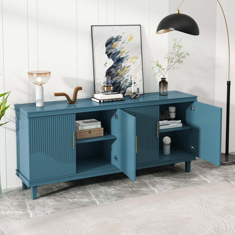 Grande armoire à 4 portes, Bleu, 32.28" H x 70.07" W x 15.75" D