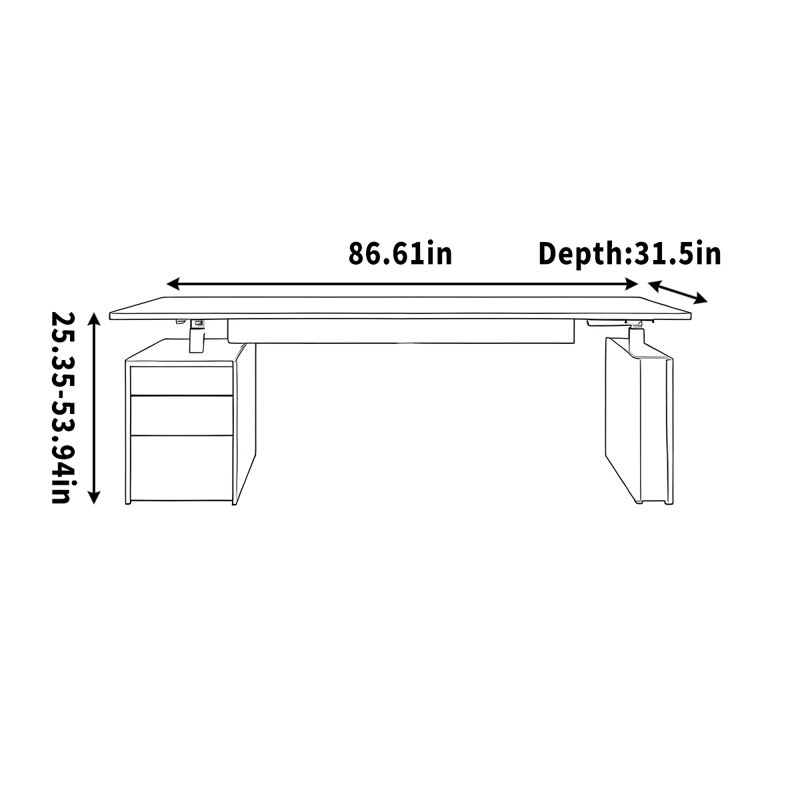 Blanchet Desk, Tan, 53.94" H x 86.61" W x 31.5" D