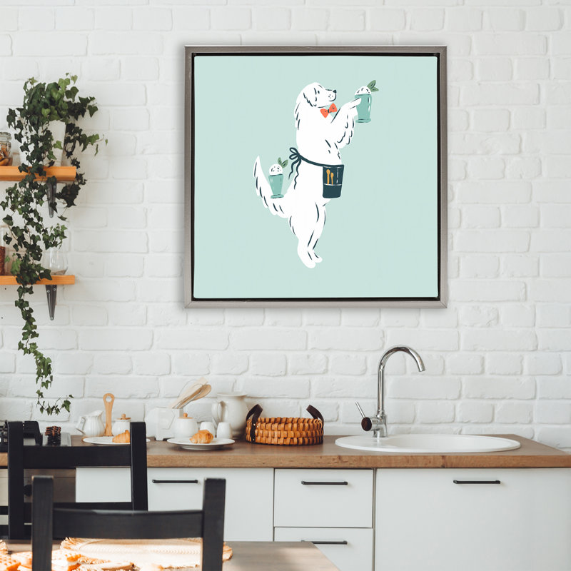 Mint Julep Dog Floating Frame, design by Krissy Mast, 25" H x 25" W, Luster Gray Floater Frame