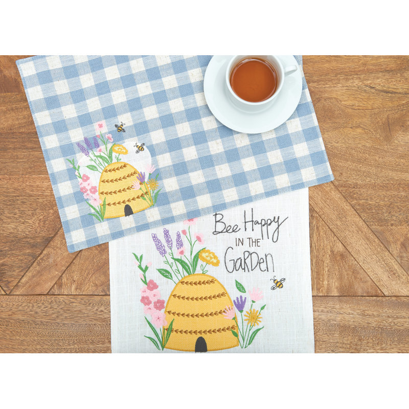 Arnesh Happy In Blue Embroidered Table Runner