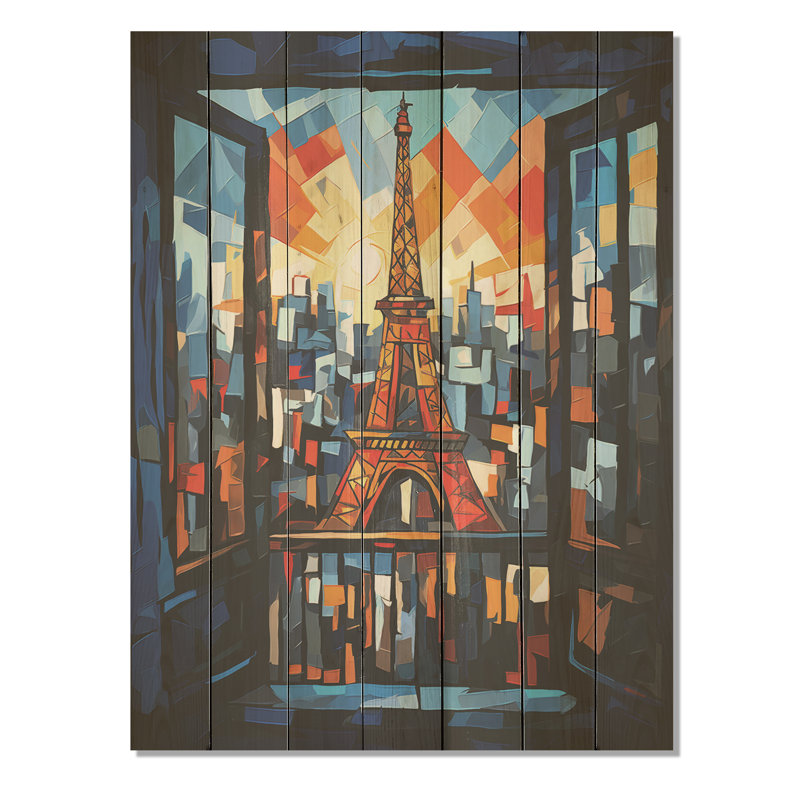 Cubic Paris Window View Elegant Sunset IV - City Paris sur impression sur bois, H 20 po x l 10 po