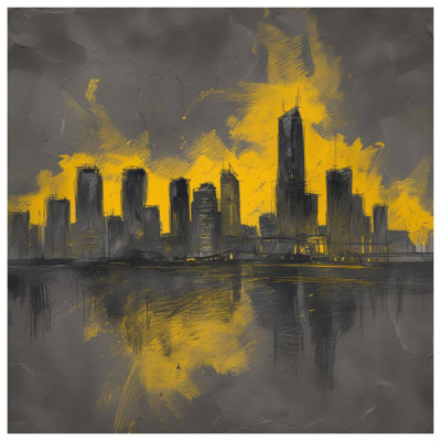 Yellow City Skyline Canvas Gallery Wrap in Many Sizes