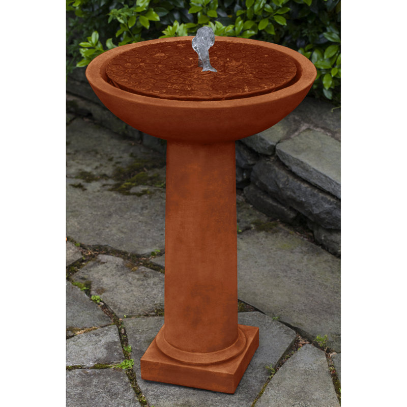 Cirrus Hand Crafted Weather Resistant Birdbath Fountain, Ferro Rustico