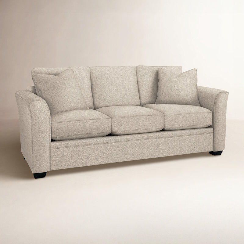 Bridgeport 85'' Upholstered Sofa, Black Finish, Air Dream Mattress, Sunbrella Beige Pinstripe; 6205-74