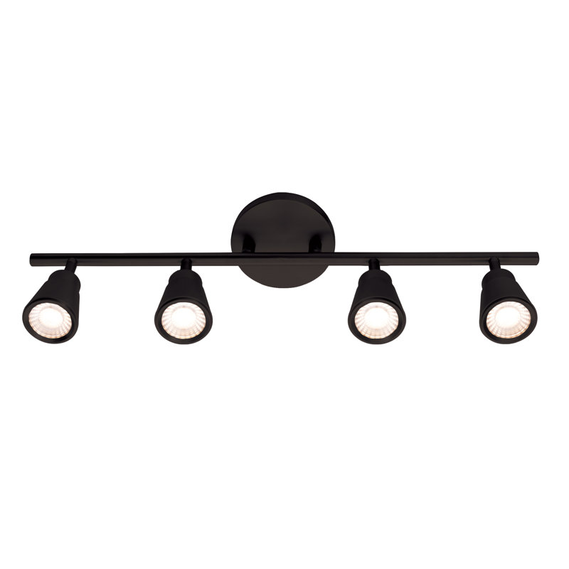 Solo 36'' Black LED Track Light with Clear Glass Shades