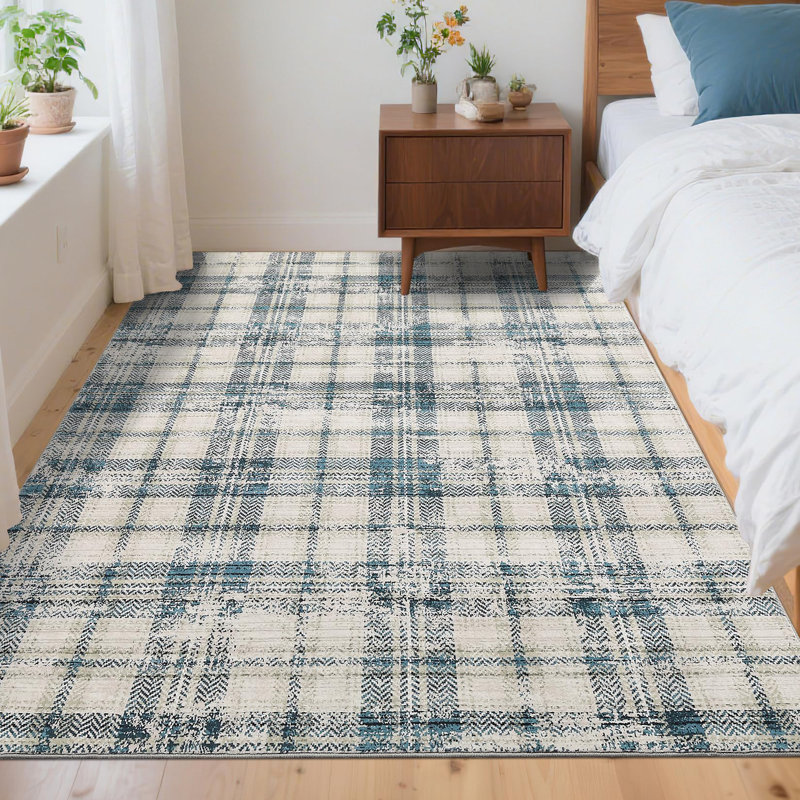 Rugs for Living Room Area Rug Washable Rug Non Slip Foldable Modern Carpet for Bedroom Dining Room Nursery Office, Blue