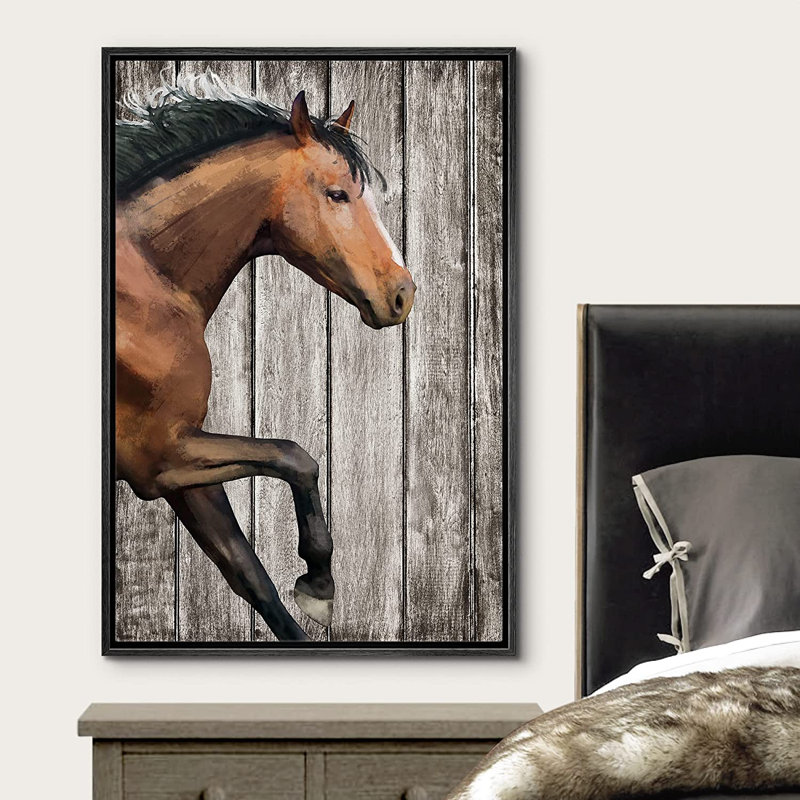 Impression sur toile encadrée, "Horse", Cadre noir, H 24 po x l 16 po x P 1,5 po