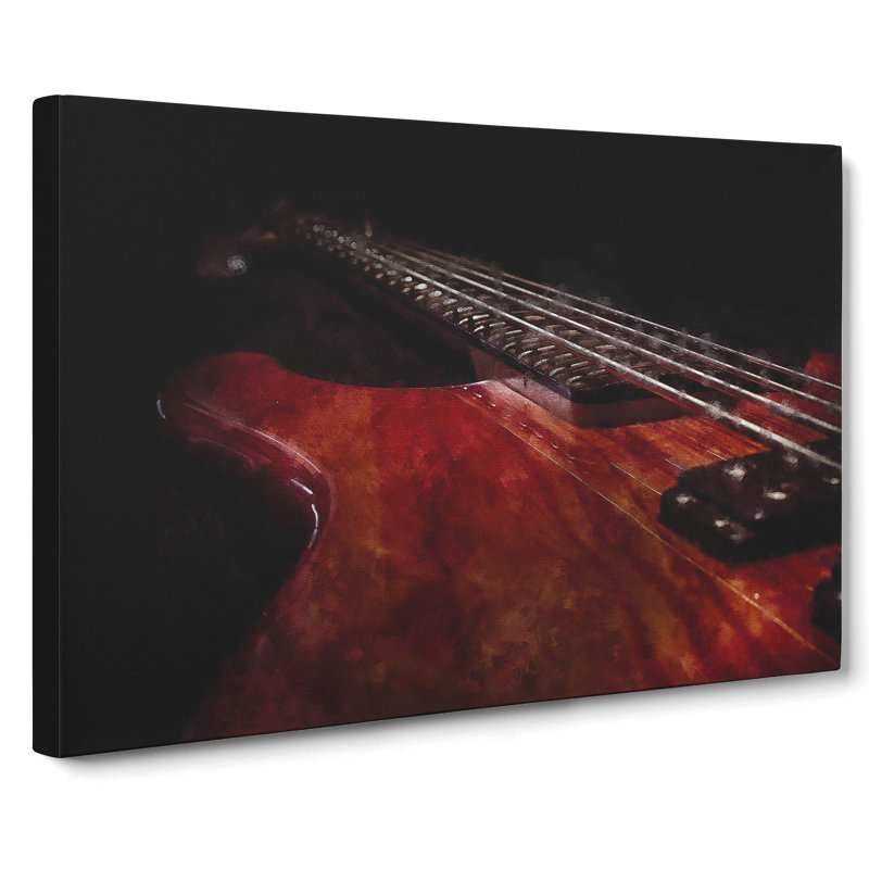 Cherry Red Bass Guitar - Wrapped Canvas Print, 50cm H x 76cm W x 3cm D