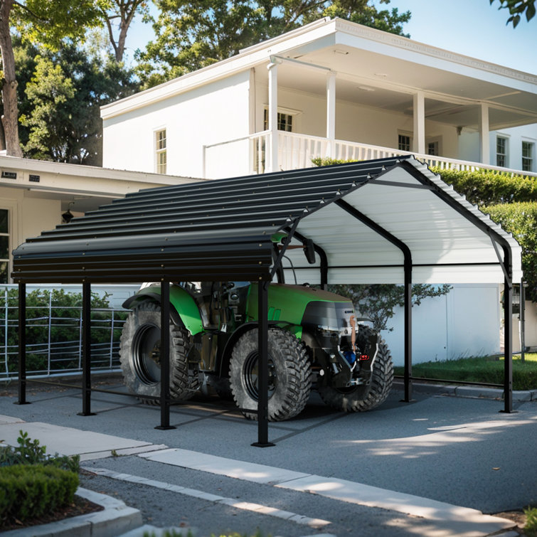 12X15 FT Heavy Duty Carport with Galvanized Steel Roof