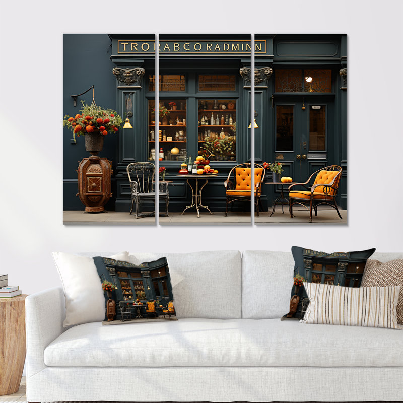 «French Coffe Shop», ensemble d'art sur toile France, H 28 po x l 36 po x P 1 po
