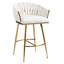 Tabouret de bar beige à dossier ondulé de 26 po, base chromée dorée, matériau de la peau, coussin à rebond élevé, pieds réglables, tabouret de velours, de dossier et de repose-pieds confortable pour la chambre à coucher et le bureau