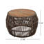 Table d'appoint ronde en bois d'acacia avec structure en corde, plateau de finition, capacité de 150 lb, aucun assemblage requis, table d'appoint résistante aux intempéries pour le salon de patio-133705144