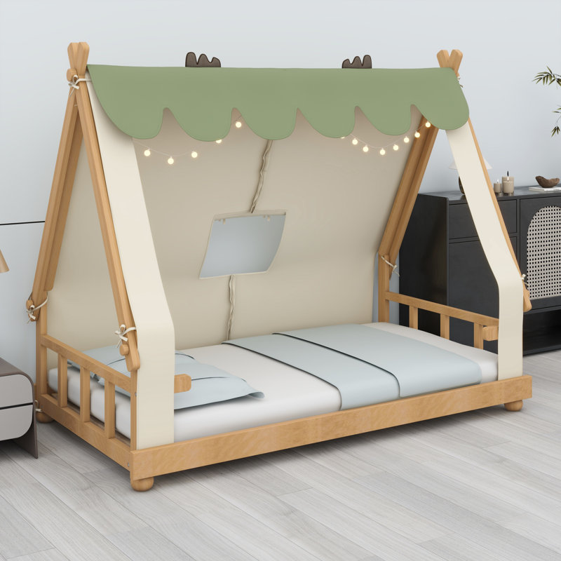 House Bed With Tent And Light, White
