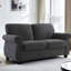 Velours confortable 2 places avec coussins de dossier larges, mousse haute, noir style Mid-Century moderne, support en mousse-118027576
